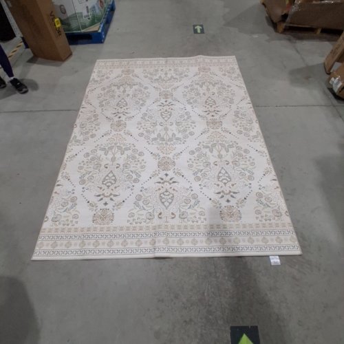 WYATT & ASH MACHINE WASHABLE ZINNIA AREA RUG - 5FT 3" X 7FT 5" - BEIGE/SAGE (STYLE: 1796263) image 2