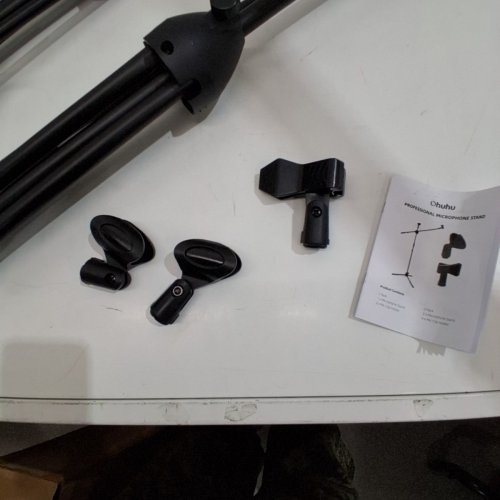 2PK OHUHU ADJUSTABLE TRIPOD MICROPHONE STAND WITH BOOM - ADJUSTS FROM 29" TO 52" - BLACK image 3