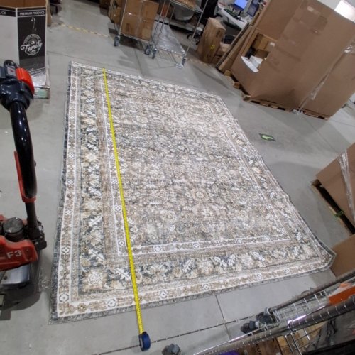MODERN WASHABLE AREA RUG - 8FT X 10FT - GREY/ GREEN/ BROWN image 3
