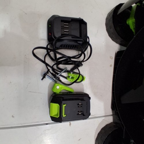 STEELITE CORDLESS HEIGHT ADJUSTABLE 5-POSITION ELECTRIC LAWN MOWER WITH 8GAL GRASS BAG / BATTERY & CHARGER - 13'' - GREEN/BLACK (MODEL: ‎DG500 ) image 4
