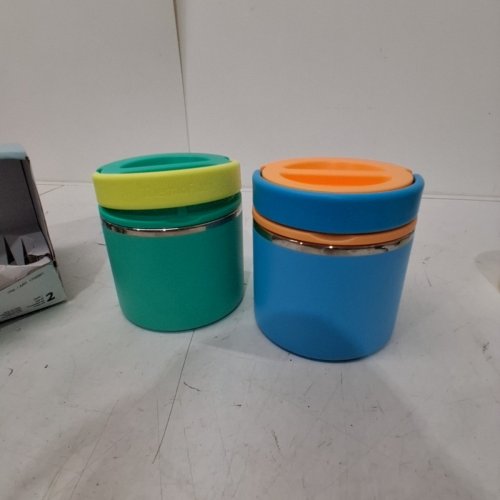 2PK THERMOFLASK INSULATED FOOD JARS - 20OZ - BLUE/GREEN/YELLOW & TEAL/ORANGE/BLUE (MODEL: 1759351) image 2
