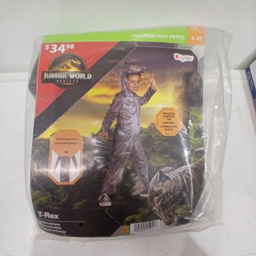 TODDLER DISGUISE JURASSIC PARK T-REX COSTUME - 3-4T - GREY image 2