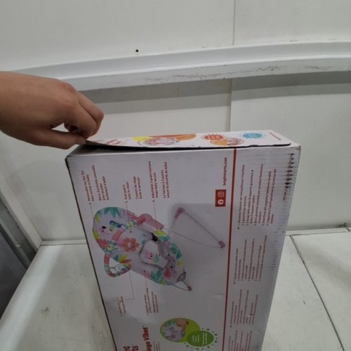 BRIGHT STARTS 3-POINT HARNESS VIBRATING BABY BOUNCER WITH TOY BAR - FLAMINGO VIBES (MODEL: 12228-ES) image 3