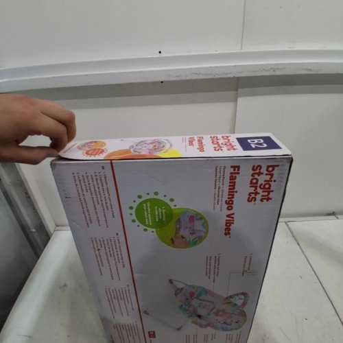 BRIGHT STARTS 3-POINT HARNESS VIBRATING BABY BOUNCER WITH TOY BAR - FLAMINGO VIBES (MODEL: 12228-ES) image 4