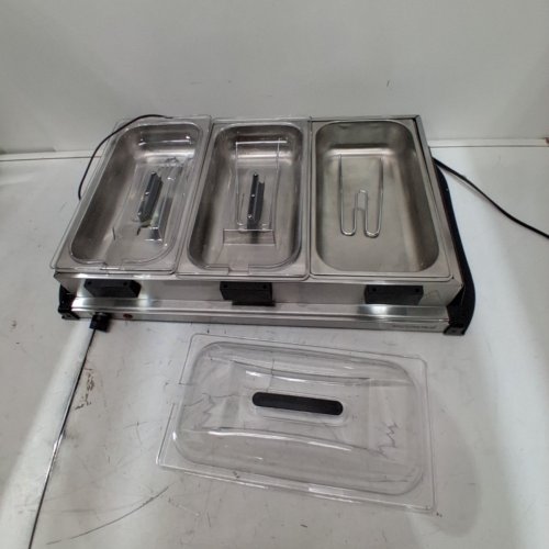 PROCTOR SILEX ADJUSTABLE HEAT BUFFET SERVER & FOOD WARMER WITH 3 OVEN-SAFE DISHES - 2.5QT /EACH- SILVER (MODEL : 34300RG) image 3