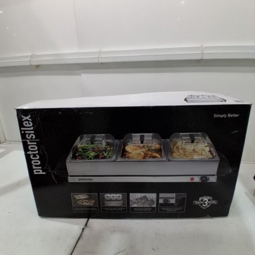 PROCTOR SILEX ADJUSTABLE HEAT BUFFET SERVER & FOOD WARMER WITH 3 OVEN-SAFE DISHES - 2.5QT /EACH- SILVER (MODEL : 34300RG) image 6