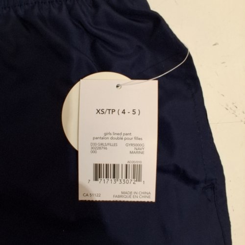 GIRLS' LINED PANTS - EXTRA SMALL (4-5) - NAVY (STYLE: GYR5000G) image 3