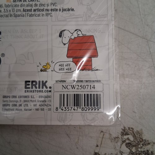 4PC ERIK SNOOPY BOOKMARKS - 5" - MULTICOLOUR (MODEL: SET4M004) image 2