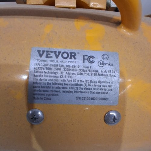 VEVOR HEAVY DUTY PORTABLE VENTILATOR CYLINDER FAN - 10" - YELLOW (MODEL: BTF-25/10") image 5