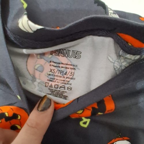 2PC KID'S PEANUTS PUMPKIN PRINT PAJAMAS - EXTRA SMALL (4/5) - GREY AND ORANGE image 2