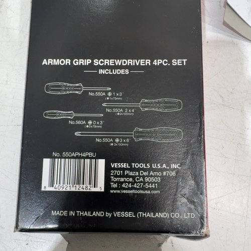 4PC VESSEL ARMOR GRIP CROSS POINT SCREWDRIVER SET image 2