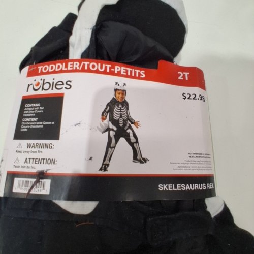RUBIES TODDLER SKELESAURUS SKELETON DINOSAUR COSTUME - 2T - BLACK AND WHITE image 3