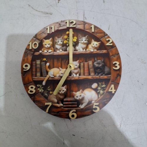 RETRO WOODEN CAT WALL THEMED CLCOK - 11.81'' - BROWN image 3