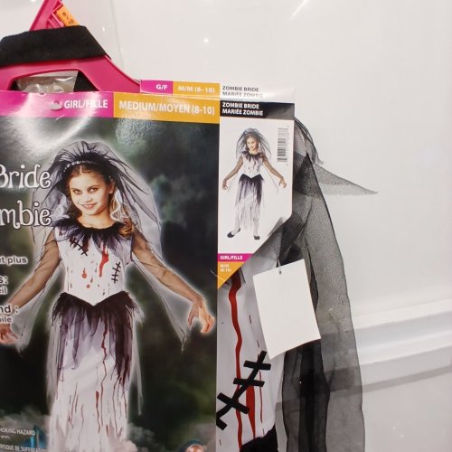 2PC GIRL'S SEASONS ZOMBIE BRIDE COSTUME - MEDIUM (8-10) - WHITE/BLACK/RED (STYLE: Y50280-M) image 2