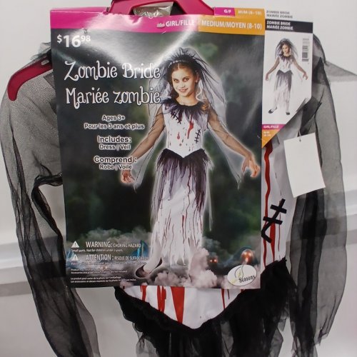2PC GIRL'S SEASONS ZOMBIE BRIDE COSTUME - MEDIUM (8-10) - WHITE/BLACK/RED (STYLE: Y50280-M) image 4