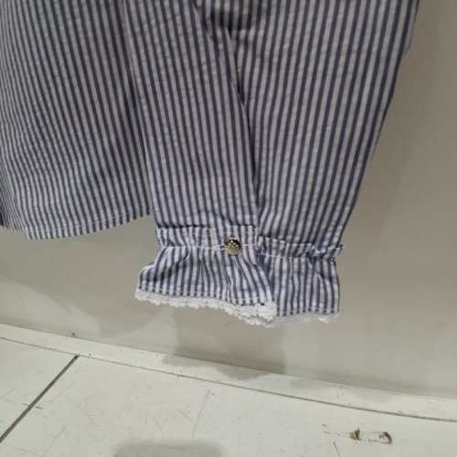 WOMEN'S BARILOCHE STRIPED LACE-TRIM SHIRT - SMALL / MEDIUM - 38 - NAVY / WHITE (STYLE : AFRICA) image 3
