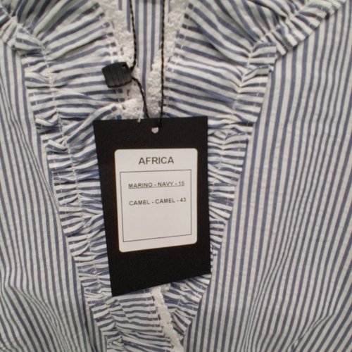 WOMEN'S BARILOCHE STRIPED LACE-TRIM SHIRT - SMALL / MEDIUM - 38 - NAVY / WHITE (STYLE : AFRICA) image 6