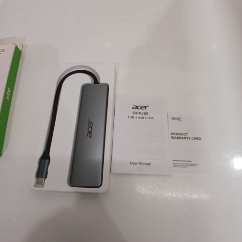 ACER 7-IN-1 4 PORT ULTRA SLIM USB-C ADAPTER POWER HUB - GREY (MODEL: ODK360) image 2
