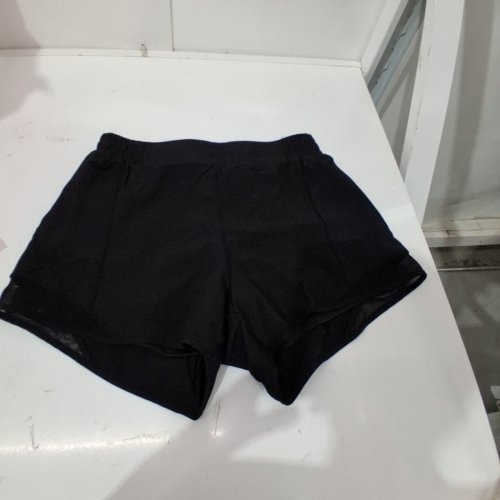 WOMEN'S WORK OUT ATHLETIC SHORTS WITH MESH PANELS AND ZIPPERED POCKETS - LARGE/8 - BLACK image 3