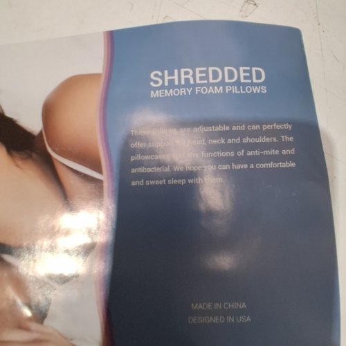 2PK VVZ COOLING SHREDDED MEMORY FOAM PILLOW - STANDARD - WHITE\BLUE image 2