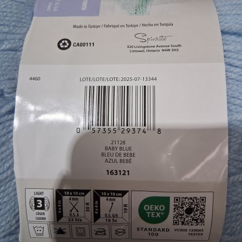 BERNAT BABY SPORT YARN - 4 MM NEEDLES, US G/6 - BABY BLUE image 2