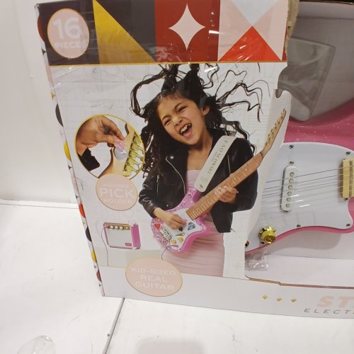 2PC FAO SCHWARZ KIDS ELECTRIC GUITAR AND AMP - PINK (MODEL: STARS) image 3