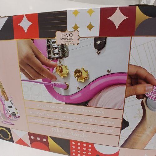 2PC FAO SCHWARZ KIDS ELECTRIC GUITAR AND AMP - PINK (MODEL: STARS) image 5