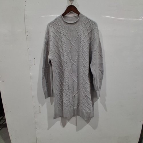 WOMENS BLACK TAPE CABLE KNIT SWEATER DRESS- EXTRA LARGE - OAT HEATHER (ITEM: 2427513) image 2