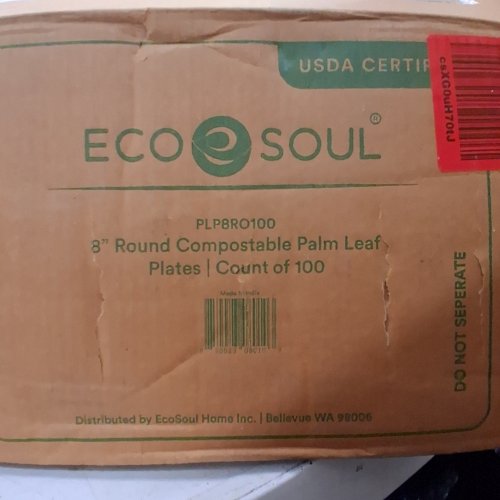 100PK ECOSOUL ROUND COMPOSTABLE PALM LEAF PLATES - 8" - NATURAL (MODEL: PLP8R0100) image 2
