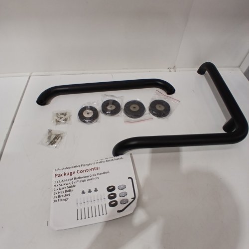 BATHROOM STAINLESS STEEL L-SHAPED SHOWER GRAB BAR & BALANCE BAR - 16" X 16" - BLACK image 2