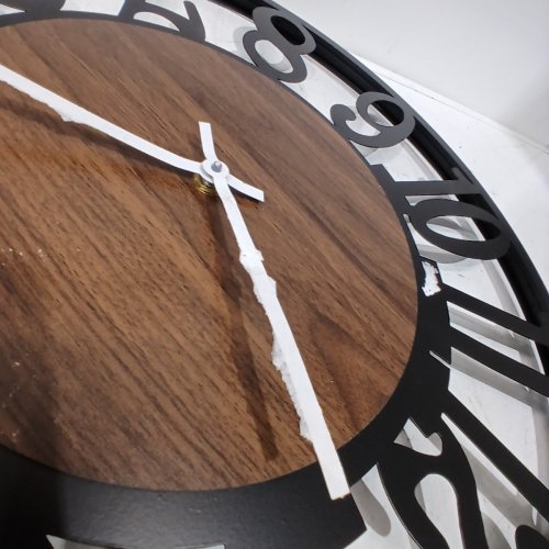 MAXSTAR LARGE RETRO STYLE METAL WOOD NATURE ROUND WALL CLOCK - 20" - BLACK/BROWN image 4
