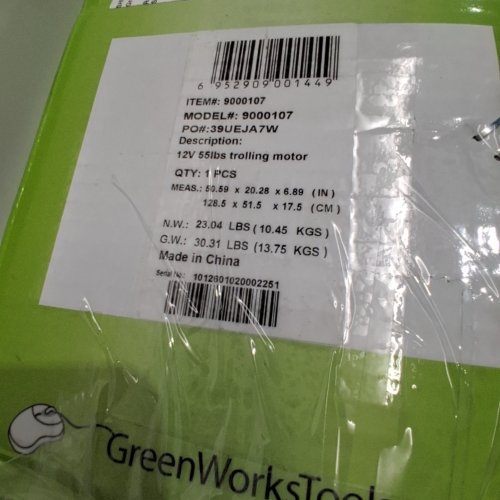 GREENWORKS TROLLING MOTOR FOR BOAT USE - 55LBS THRUST - 12V - GREEN (MODEL: 9000107) image 6