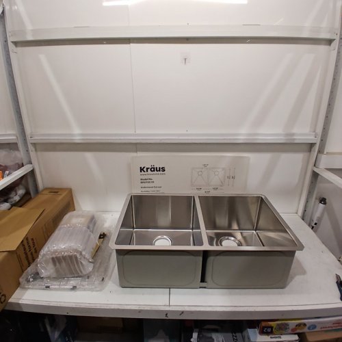 KRAUS 33" UNDERMOUNT 50/50 DOUBLE BOWL 16 GAUGE STAINLESS STEEL KITCHEN SINK - (KHU102-33) image 2