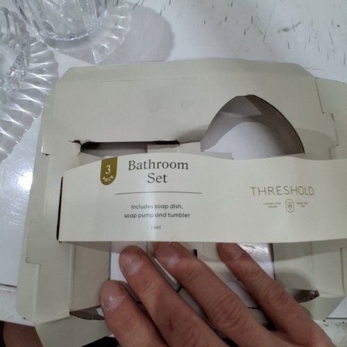 3PC THRESHOLD BATHROOM ACCESSORY SET -GLASS/GOLD image 5