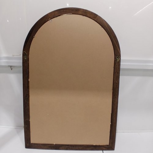 LOSOUR VINTAGE ARCHED WOOD-FRAMED MIRROR - 36" X 24" - COFFEE/BROWN image 3