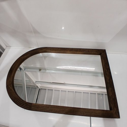 LOSOUR VINTAGE ARCHED WOOD-FRAMED MIRROR - 36" X 24" - COFFEE/BROWN image 2