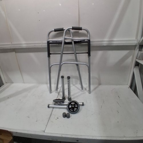 MEDLINE 2 BUTTON FOLDING WALKER 5'' WHEELS 300LB WEIGHT CAPACITY (MODEL:MDS86410W54H) image 2