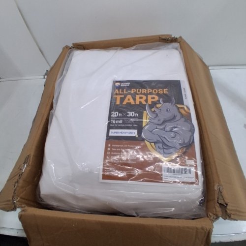 GUARD SHIELD ALL-PURPASE HEAVY DUTY THICK WATERPROOF POLY TARP COVER - 10MIL THICKNESS - 20FT X 30FT - WHITE image 2