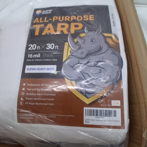 GUARD SHIELD ALL-PURPASE HEAVY DUTY THICK WATERPROOF POLY TARP COVER - 10MIL THICKNESS - 20FT X 30FT - WHITE image 3