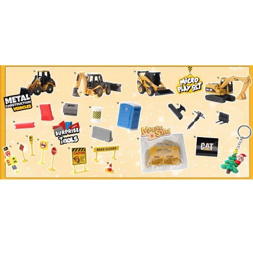24PC CAT DIECAST SPECIAL HOLIDAY LIMITED EDITION CONSTRUCTION LITTLE MACHINES ADVENT CALENDAR COLLECTIBLE SET - YELLOW/BLACK (MODEL: 85970) image 2