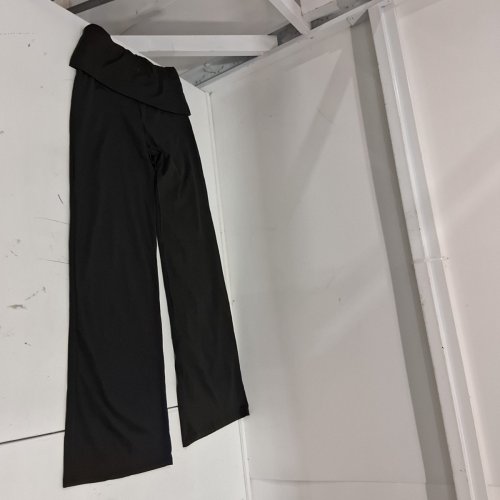 WOMEN'S FOLD OVER WAIST YOGA PANTS - SMALL - BLACK image 2