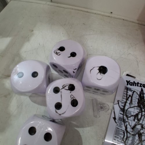 HASBRO - GIANT YAHTZEE GAME WITH EXTRA-LARGE FOAM DICE AND A CONVENIENT PLASTIC BUCKET FOR STORAGE - AGES 8+ - RED (MODEL: 1872245) image 4