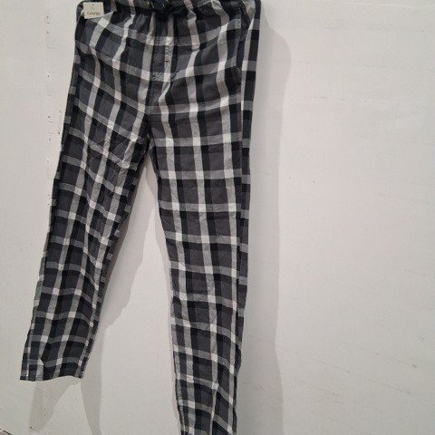 MEN'S GEORGE FLANNEL PAJAMA PANTS - SMALL - BLACK/WHITE image 2