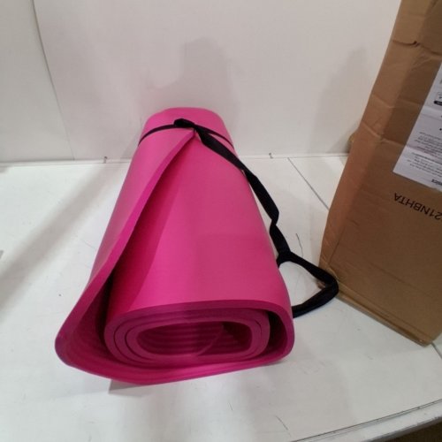 AMAZONBASICS EXTRA THICK YOGA AND EXERCISE MAT WITH CARRYING STRAP - 70"X24" - PINK image 2