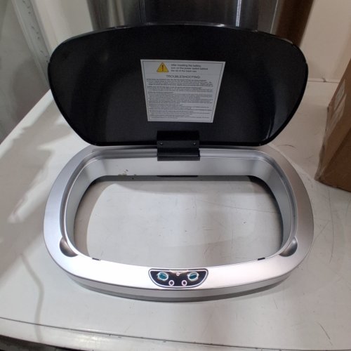 OVAL AUTOMATIC TOUCH FREE TRASH CAN - 13GAL - STAINLESS STEEL (MODEL: TC-1350R-SS) image 2