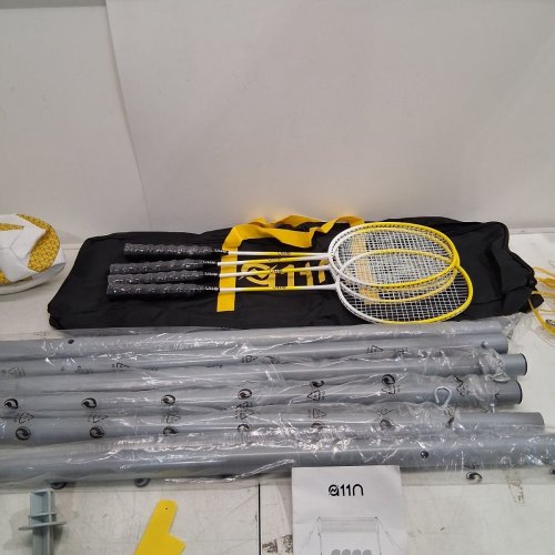A11N 2-IN-1 ADJUSTABLE OUTDOOR VOLLEYBALL AND BADMINTON COMBO SET- 22FT X 3FT 2" X 8FT - YELLOW/SILVER (MODEL: ANS-TN-3005) image 6