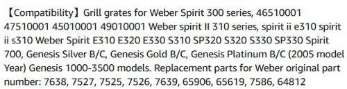 2PK BBQ-PLUS REPLACEMENT CAST IRON GRATE GRILL FOR WEBER SPIRIT 300 SERIES - 17.5" X 11.9" - BLACK (MODEL: 7638) image 2