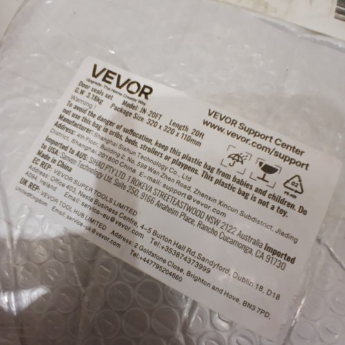 VEVOR GARAGE DOOR SEAL - 20FT - BLACK (MODEL: JN-20FT) image 3