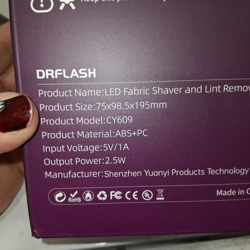 DRFLASH LED FABRIC SHAVER AND LINT REMOVER - BLACK / ROSE (MODEL: CY609) image 3