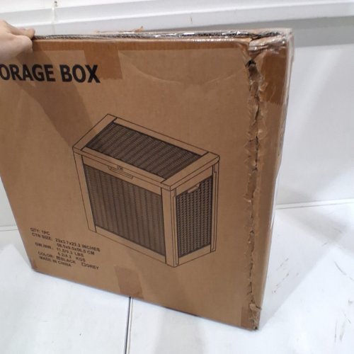 UFORIC OUTDOOR WEATHERPROOF RATTAN STORAGE BOX - 30 GAL - 23" X 17" X 22" - BLACK (MODEL: YWTH0040) image 2